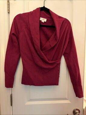 LOFT Raspberry Cowl Neck Sweater